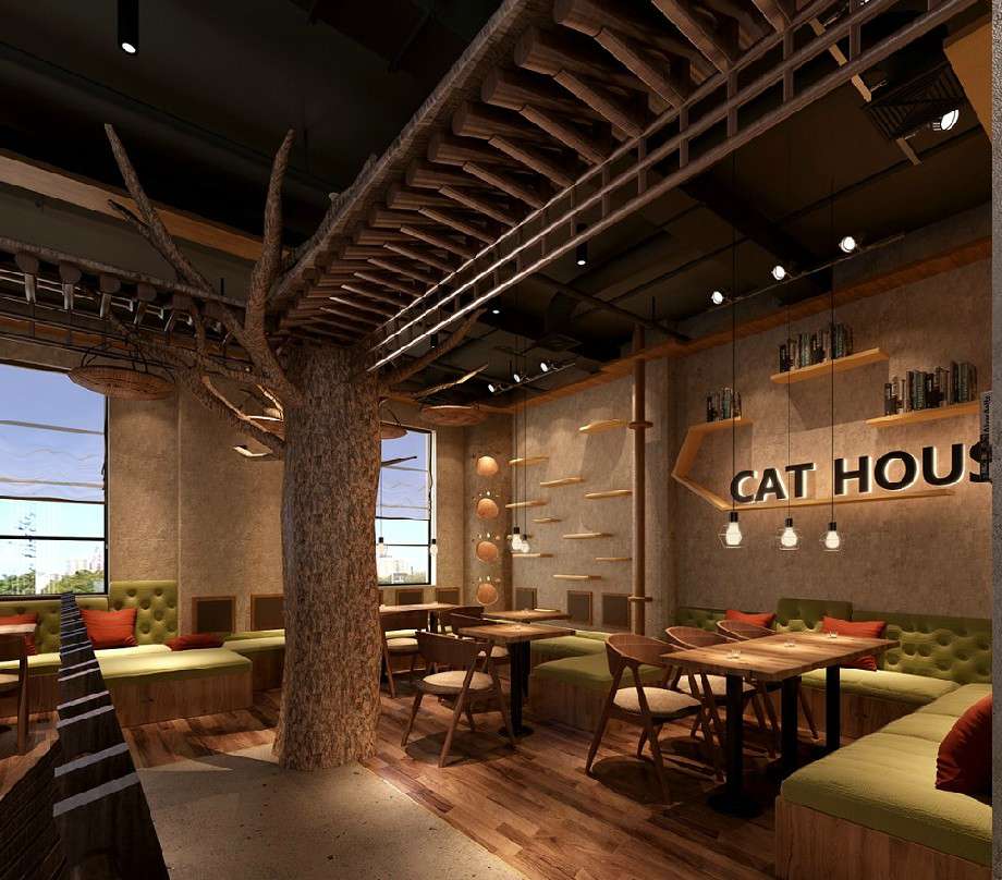 貓屋咖啡店裝修設(shè)計(jì)效果圖