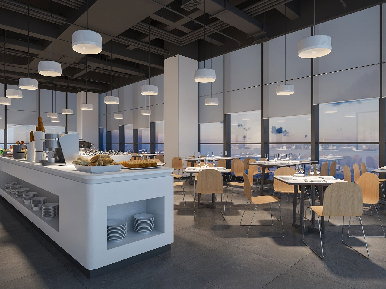 公司食堂裝修設計-企業(yè)餐廳設計效果圖