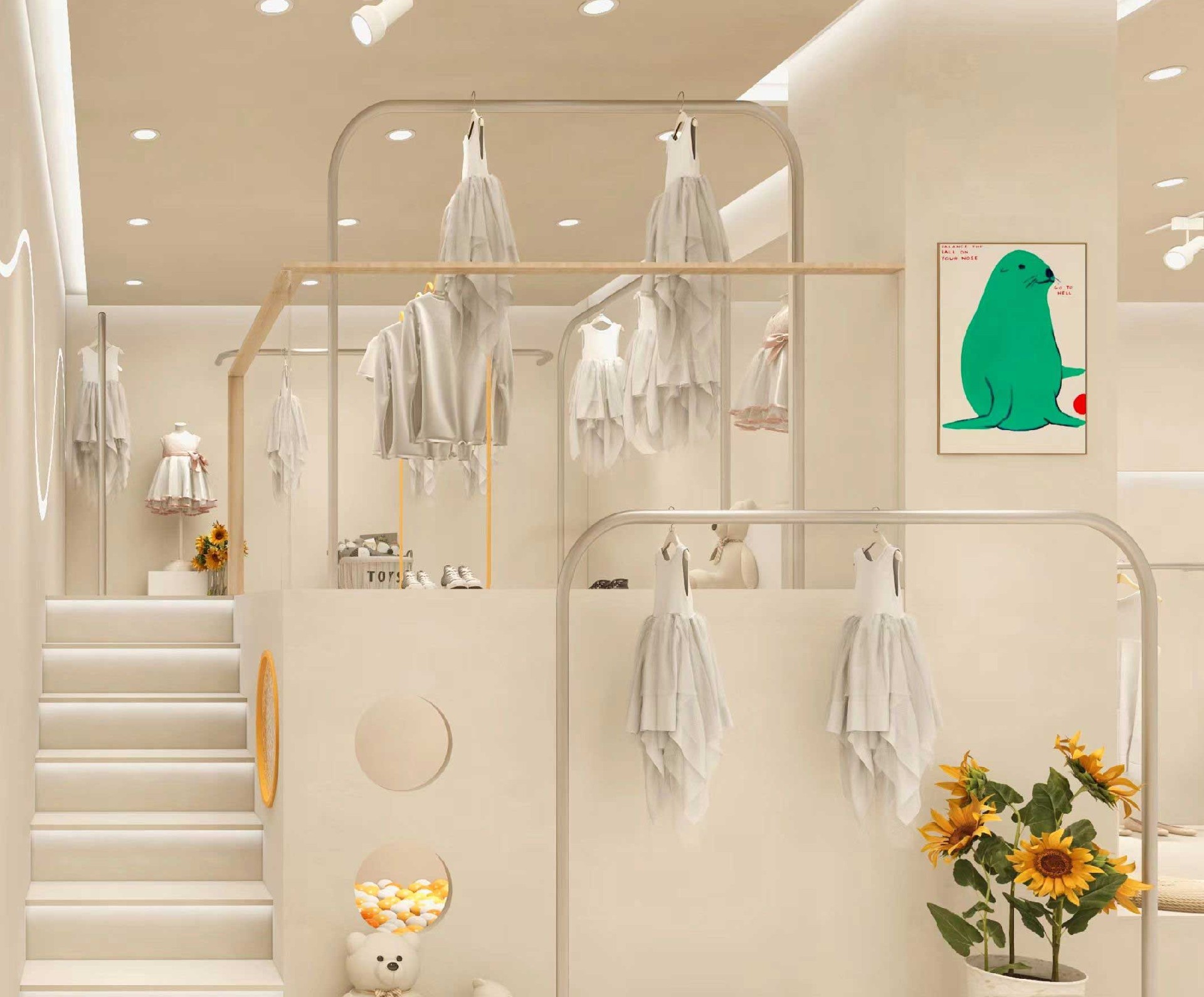 鄭州童裝店設(shè)計-童裝店鋪裝修設(shè)計效果圖