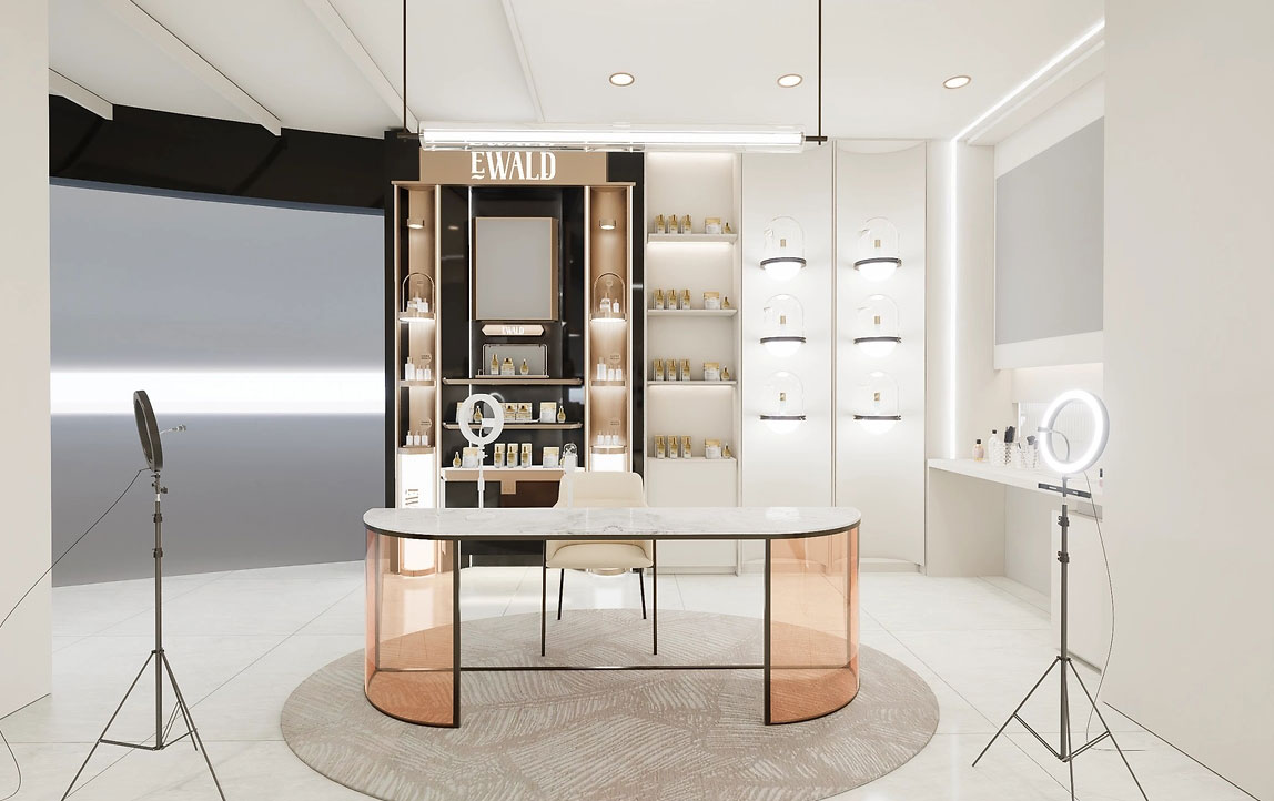 90平米鄭州化妝品店直播間設計效果圖