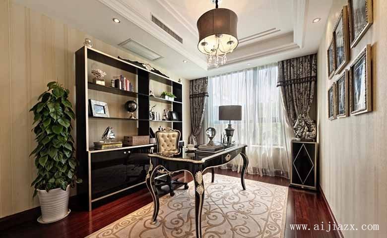  簡(jiǎn)單舒適的簡(jiǎn)歐風(fēng)格書房裝修效果圖
